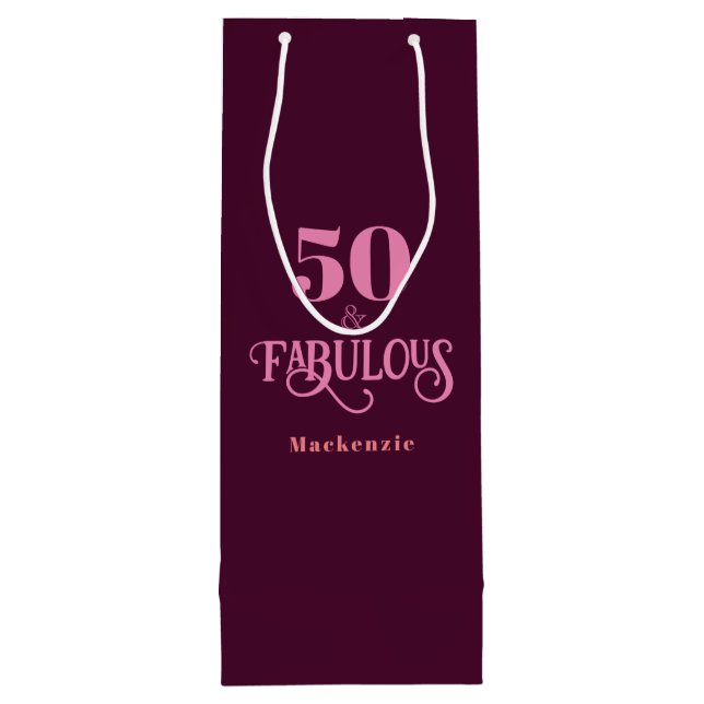 50 und fabelhaftes Burgund Geschenktüte Für Weinflaschen (Rückseite)