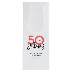50 und fabelhaftes Elegant 50. Geburtstag Geschenktüte Für Weinflaschen