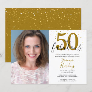 50 und fabelhaftes elegantes Gold Black Birthday F Einladung