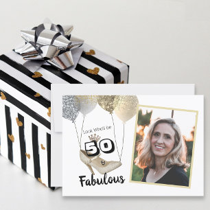 50 und fabelhaftes Foto muffig Golden Birthday Einladung