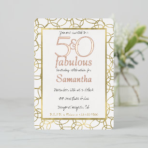 50 und fabelhaftes Glam Gold White Circles Party Folieneinladung
