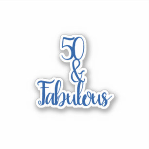 50 und fabelhaftes Glück 50. Geburtstag Blau & We Aufkleber