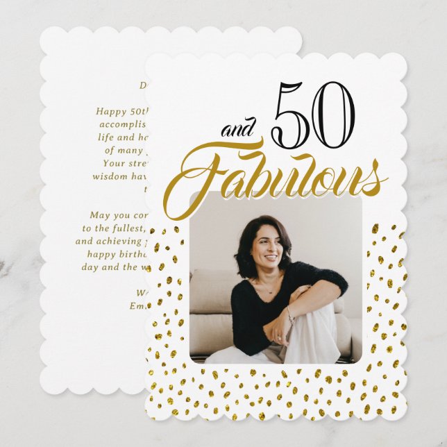 50 und fabelhaftes Gold Glitzer Foto 50. Geburtsta (Vorne/Hinten)