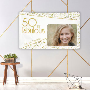 50 und fabelhaftes Gold Glitzer Foto 50. Geburtsta Banner