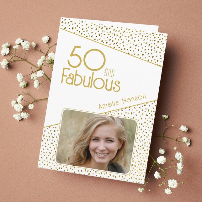 50 und fabelhaftes Gold Glitzer Foto 50. Geburtsta Karte (Von Creator hochgeladen)