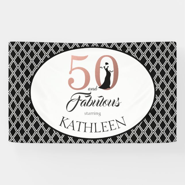 50 und fabelhaftes Rosen-Gold50. Geburtstag Banner (Horizontal)