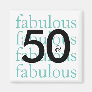 50 und fabelhaftes   schwarz, weiße, aquamarine magnet