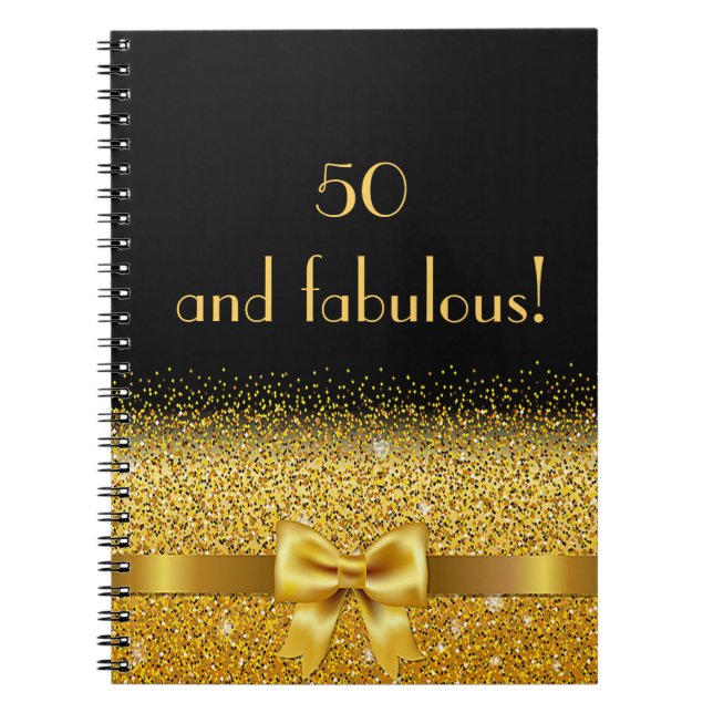 50 und fabelhaftes schwarzes Gold Gästebuch Notizblock (Vorderseite)