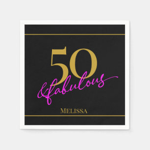 50 und fabelhaftes schwarzes Gold Pink individuell Serviette