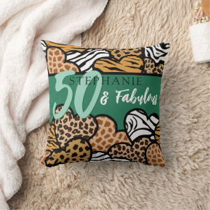 50 und fabelhaftes stilvolles Emerald Animal Print Kissen