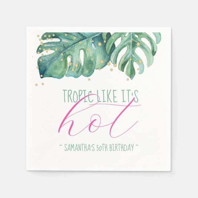 50 und fabelhaftes tropisches Thema Geburtstag Was Serviette (Vorderseite)