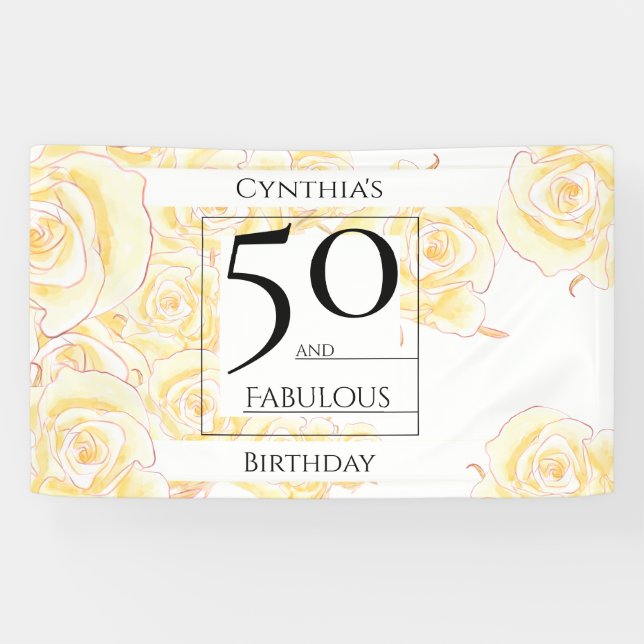 50 und Fabelname Gelber Rosenschwarz Banner (Horizontal)