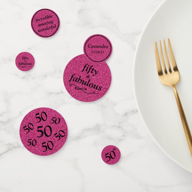 50- und Fabelschwarz auf Hot-Pink-Glitzer Konfetti (Gruppe)