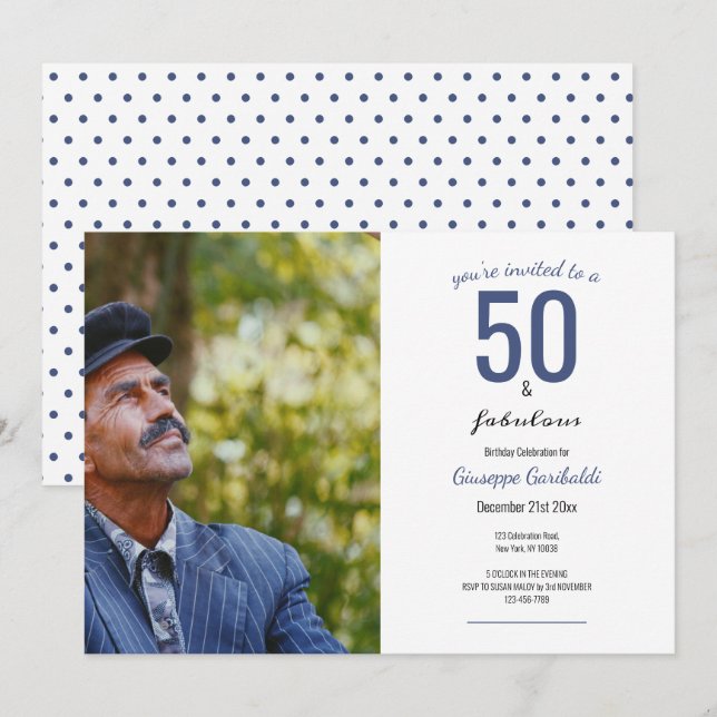 50 und fabulous 50. Geburtstag Einladung (Vorne/Hinten)