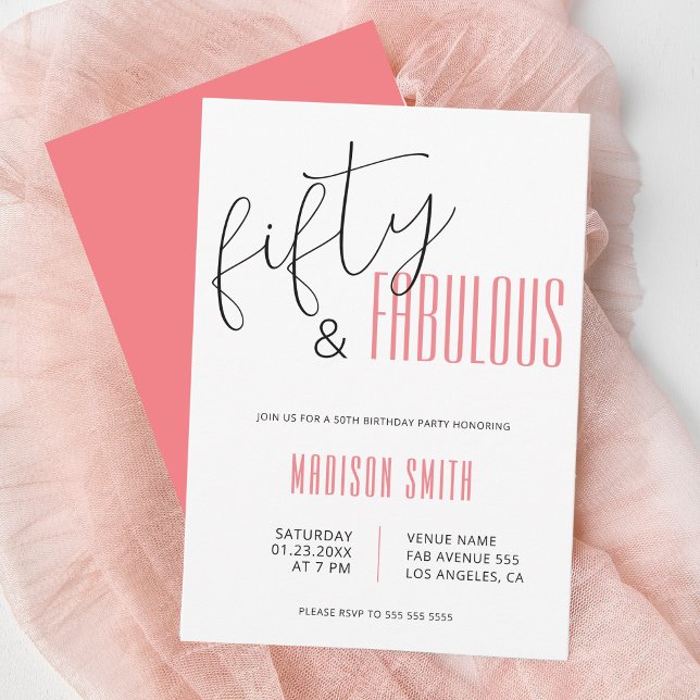 50 und fabulous 50. Geburtstag Einladung (50 and Fabulous 50th Birthday Invitation)