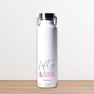 50 und fabulous 50. Geburtstag Modernes Skript Cus Trinkflasche