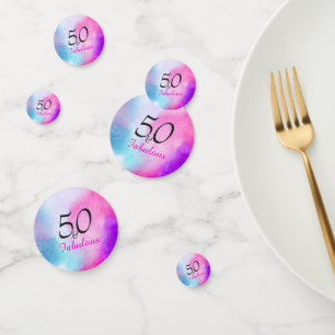 50 und Fabulous 50. Geburtstag Pink und Lila Konfetti