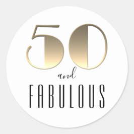 50 und Fabulous | 50. Geburtstag, weiß und Gold Runder Aufkleber