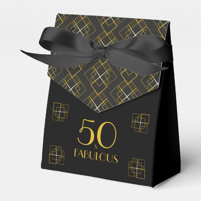 50 und Fabulous Art Deco Stil schwarz & gold Geschenkschachtel (Vorderseite)