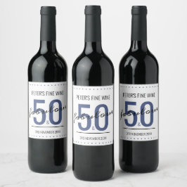 50 und Fabulous Birthday Blue Personalisiert Weinetikett