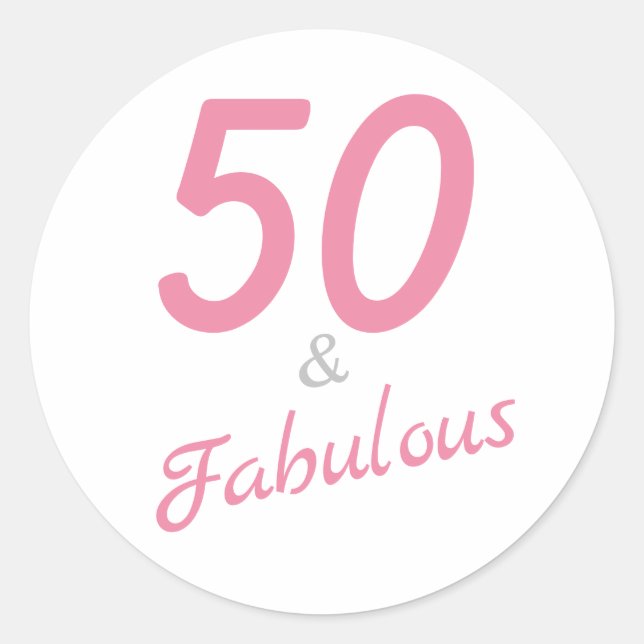 50 und fabulous Birthday Classic Round Sticker (Vorderseite)
