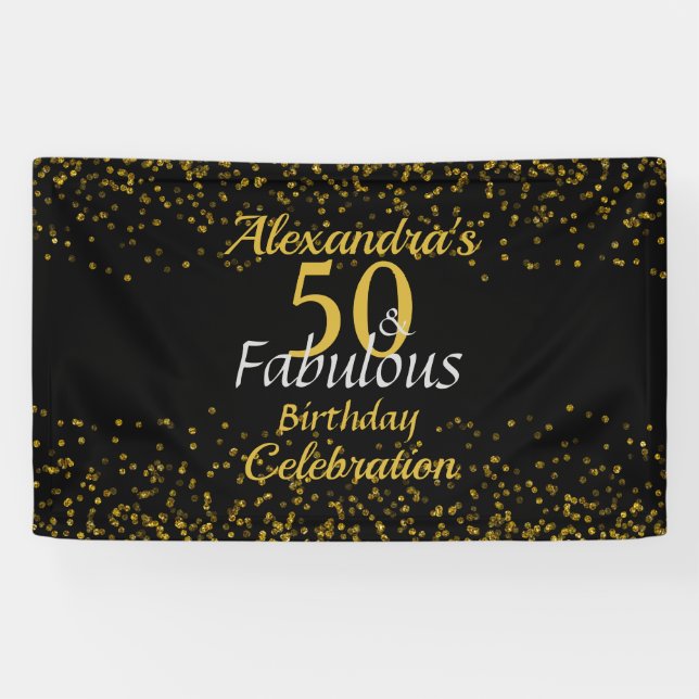50 und Fabulous Black and Gold Banner (Horizontal)