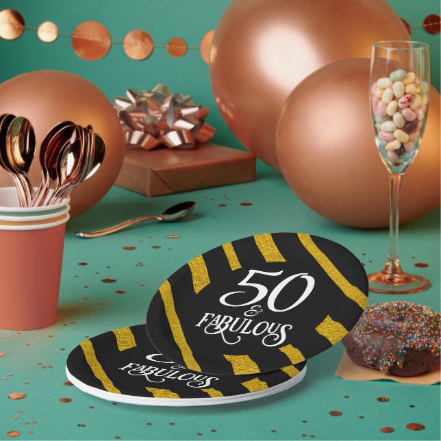 50 und Fabulous Black and Gold Pappteller (Multi)