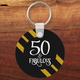 50 und Fabulous Black and Gold Schlüsselanhänger