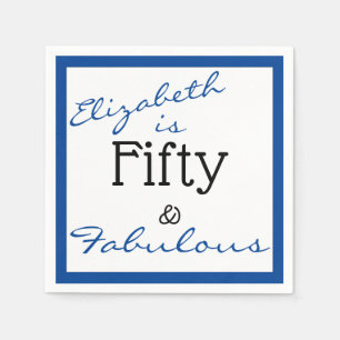 50 und fabulous Blue Birthday   Personalisieren Serviette