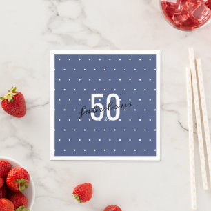 50 und Fabulous Blue White Polka Dots Serviette