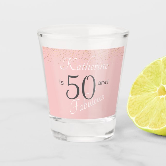 50 und Fabulous Blush Pink Gold 50. Birthda Sh Schnapsglas (Vorderseite)