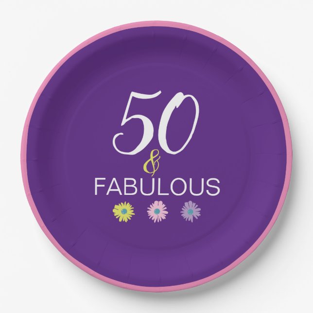 50 und Fabulous Daisy 21, 30 40, 60 Alter Pappteller (Vorderseite)