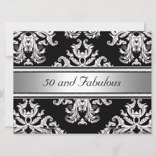 50 und Fabulous Damask Geburtstagsparty Einladung