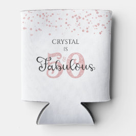50 UND FABULOUS Elegante Rose Gold Glitzer Name Dosenkühler