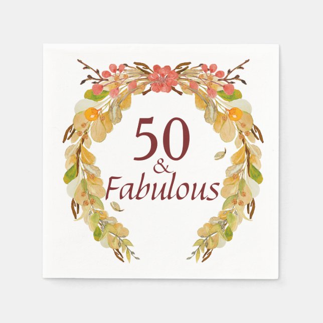 50 und Fabulous Fall burgundy Serviette (Vorderseite)