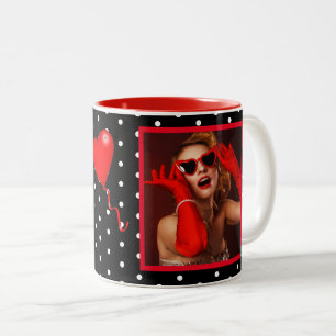 50 und Fabulous Foto Name Red 50. Geburtstag B WH Zweifarbige Tasse