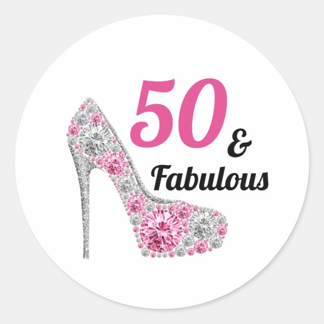 50 und Fabulous Geburtstag Runder Aufkleber (Vorderseite)