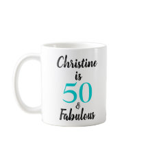 50 und Fabulous Geburtstag Türkis Schwarz-weiß