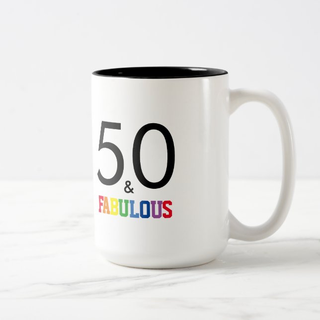 50 und Fabulous Geburtstag Zweifarbige Tasse (Rechts)