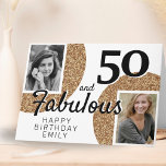 50 und fabulous Gold Glitzer 2 Foto 50. Geburtstag Karte<br><div class="desc">50 und fabulous Gold Glitzer 2 Foto 50. Geburtstag Grußkarte. Fügen Sie Ihre Fotos hinzu - Sie können ein altes und neues Foto verwenden. Fügen Sie Ihren Namen,  Alter und Text hinzu oder löschen Sie ihn.</div>