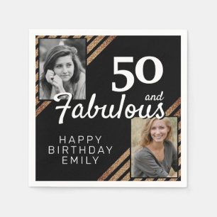 50 und fabulous Gold Glitzer 2 Foto 50. Geburtstag Serviette