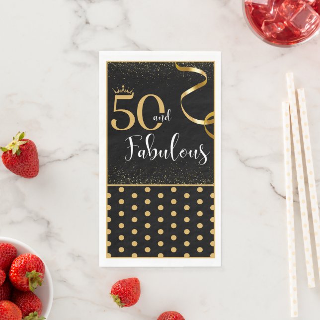 50 und Fabulous Gold und Black Large Napkins Serviette (Beispiel)