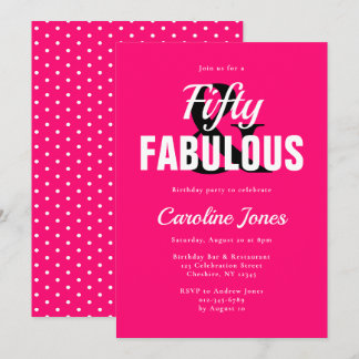 50 und fabulous Hot Pink Fiftieth Birthday Einladu Einladung