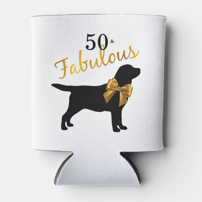 50 und Fabulous- Hunde Jahre - Funny Black Lab Gol Dosenkühler (Vorderseite)
