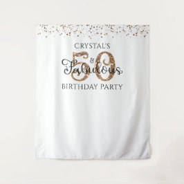50 UND FABULOUS Kupfer Gold Party Hintergrund Wandteppich