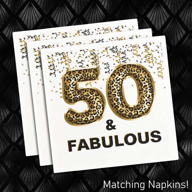 50 und Fabulous Leopard Print Foil Ballon Serviette (Von Creator hochgeladen)