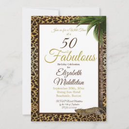 50 und Fabulous Leopard Print Palm Wild Geburtstag Einladung