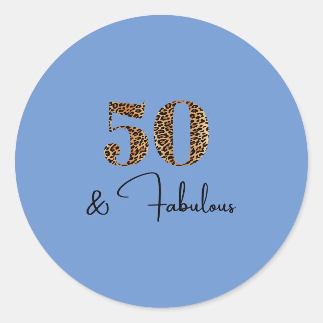 50 und Fabulous Leopard Runder Aufkleber (Vorderseite)