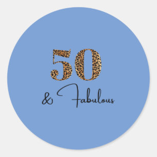 50 und Fabulous Leopard Runder Aufkleber