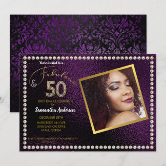 50. und Fabulous Lila Bling 50. Geburtstagsparty Einladung